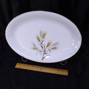 Noritake Wheat Motif Oval Platter with Gold Trim
